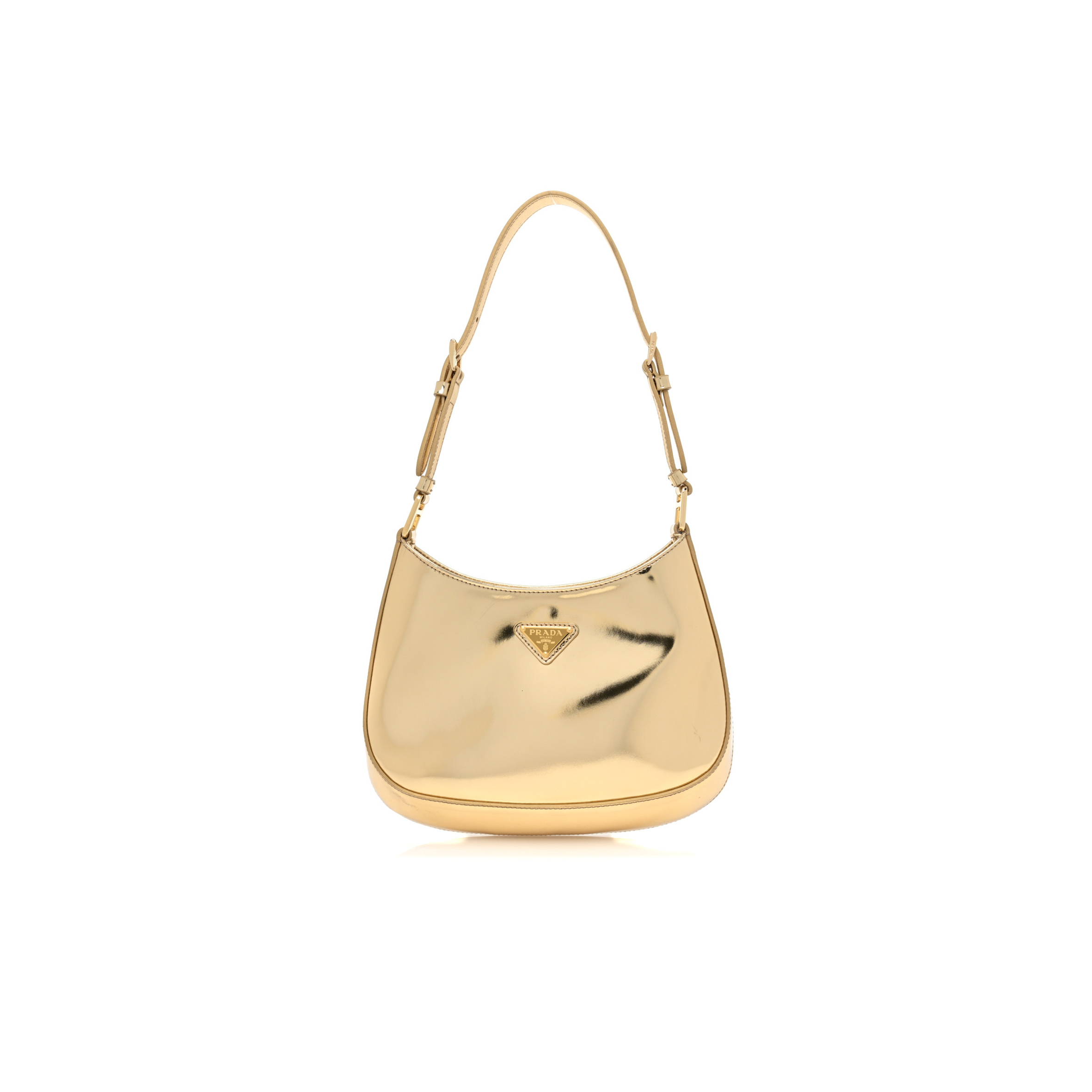 PRADA SPAZZOLATO CLEO ADJUSTABLE STRAP SHOULDER BAG PLATINO 1BC169 (22*18.5*4.5cm) 